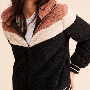 Saltwater Luxe Edison Fleece Jacket Colorblock Shimmer Bomber Style Size M